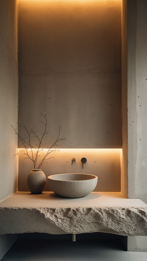 Incorporate Unpolished Stone Or Concrete