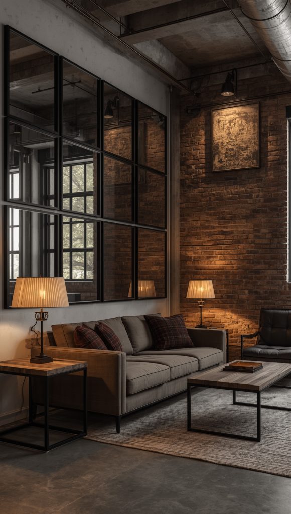 Industrial Look With Metal-Framed Mirrors