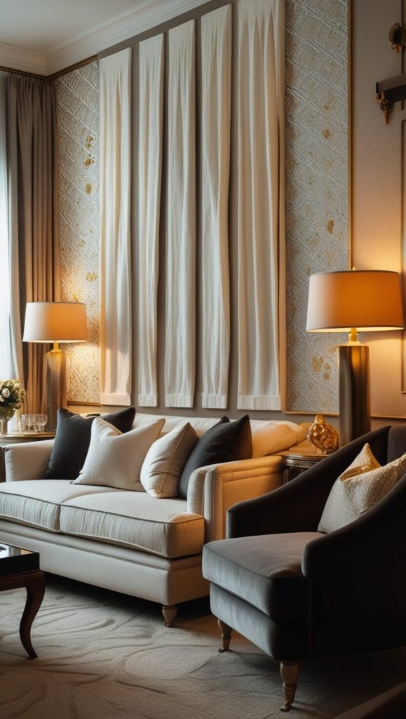 Layered Wall Textures With Wallpaper And Fabric