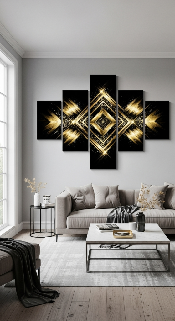 Abstract Black And Gold Artwork