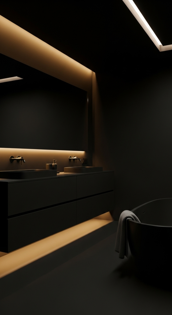 All-Black Minimalist Bathrooms
