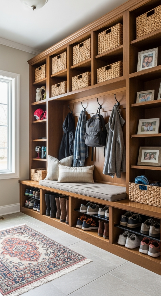 Benches With Hooks And Shelves