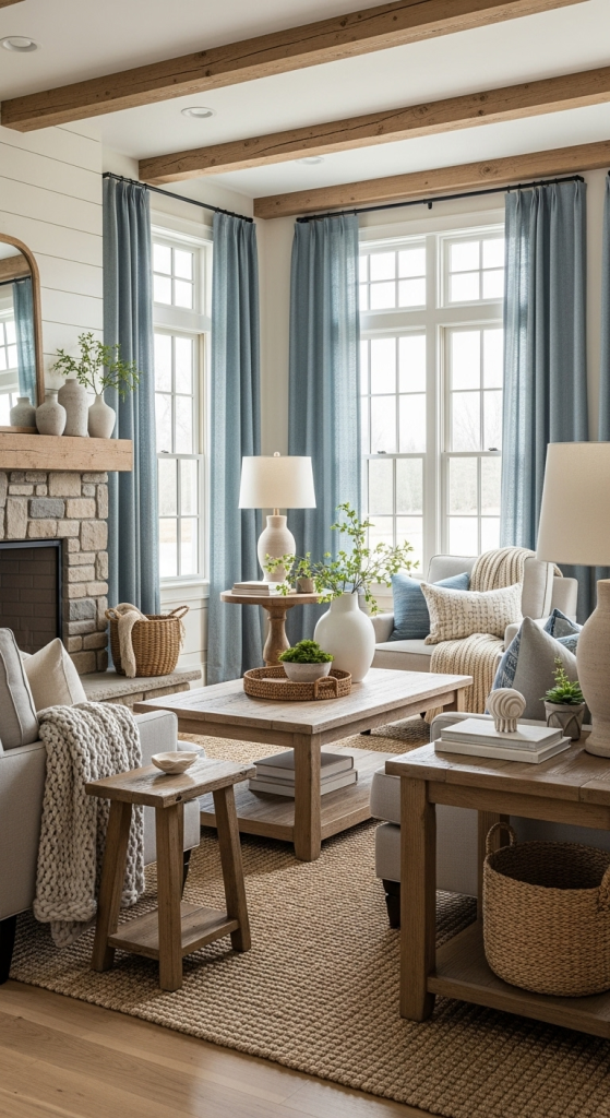 Blue Farmhouse Curtains