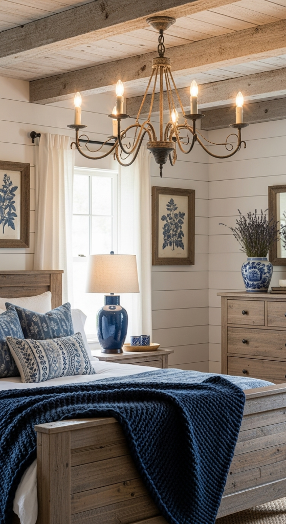 Farmhouse Lighting With Blue Accents
