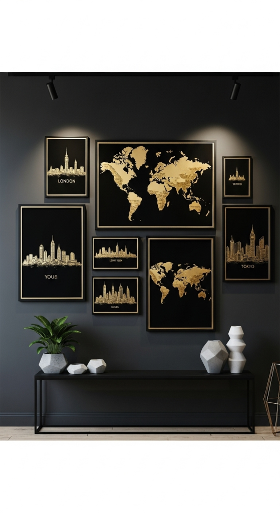 Gold Foil Maps And Skylines
