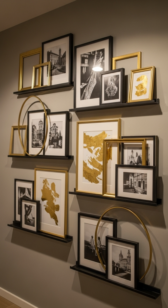 Layered Frames On A Picture Ledge