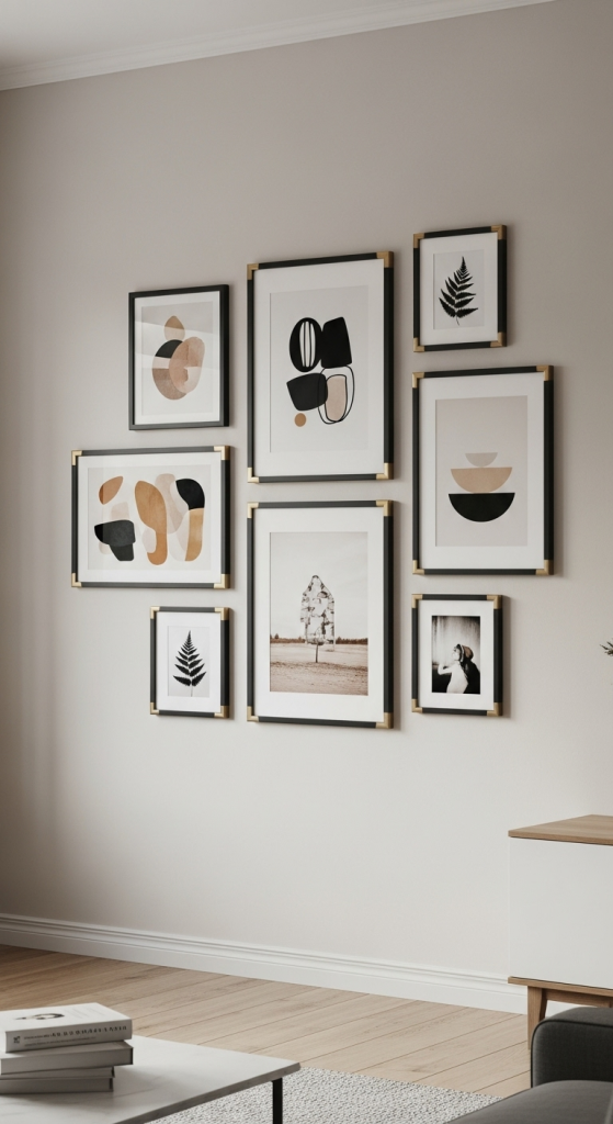 Matte Black Frames With Gold Hardware