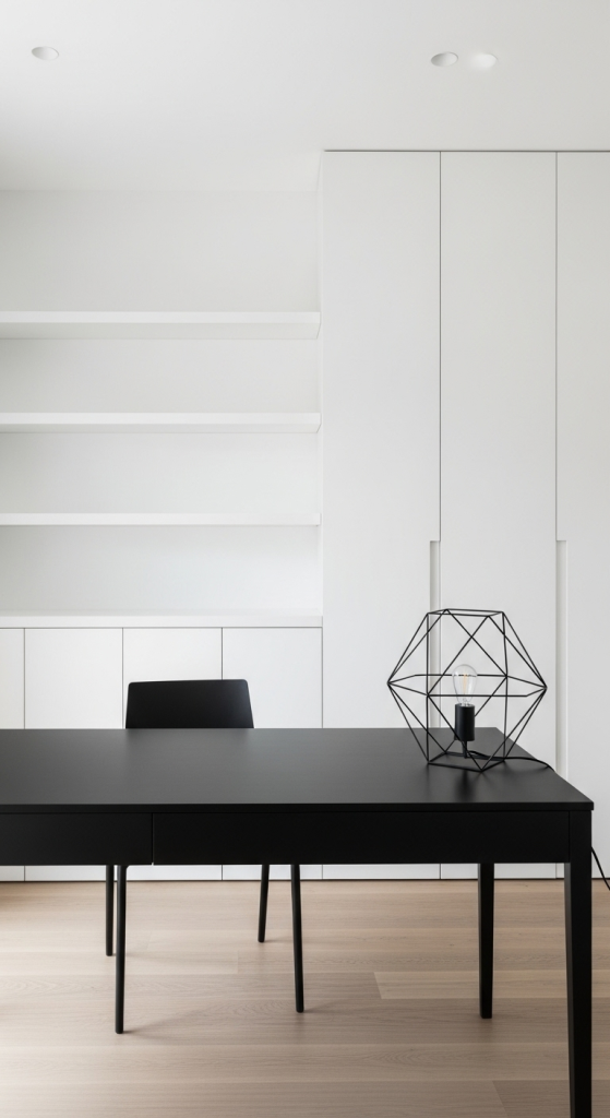 Minimalist Home Office With Black Desk