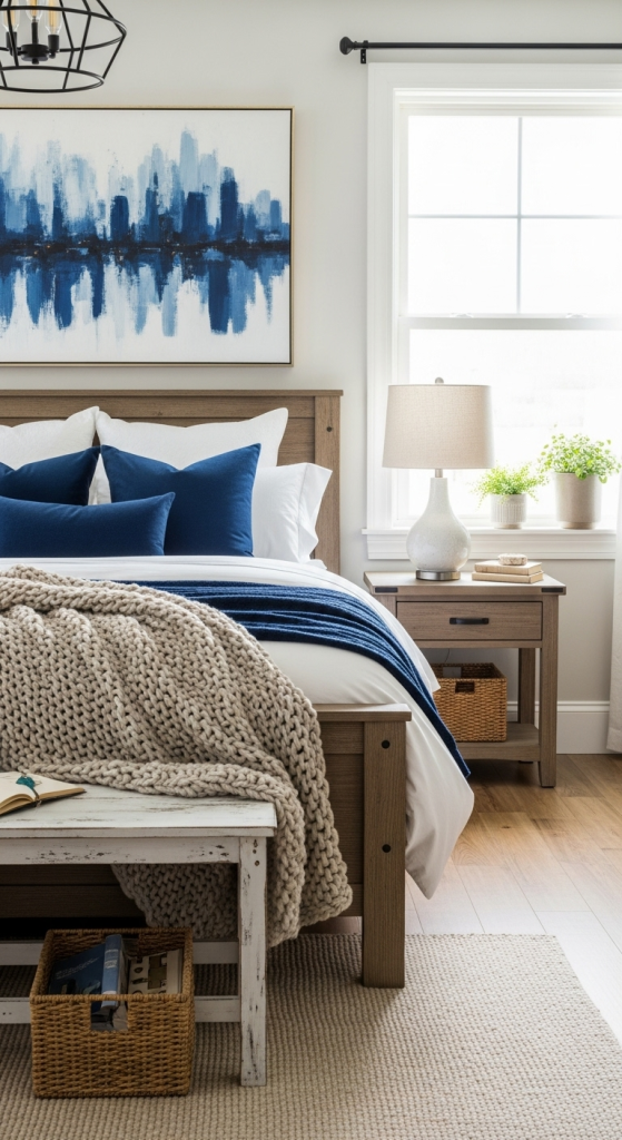 Mix Modern And Farmhouse Blue Accents