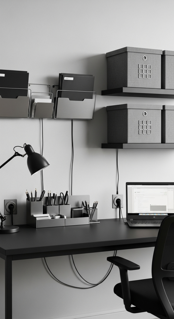 Organization Tips For A Black Desk Office