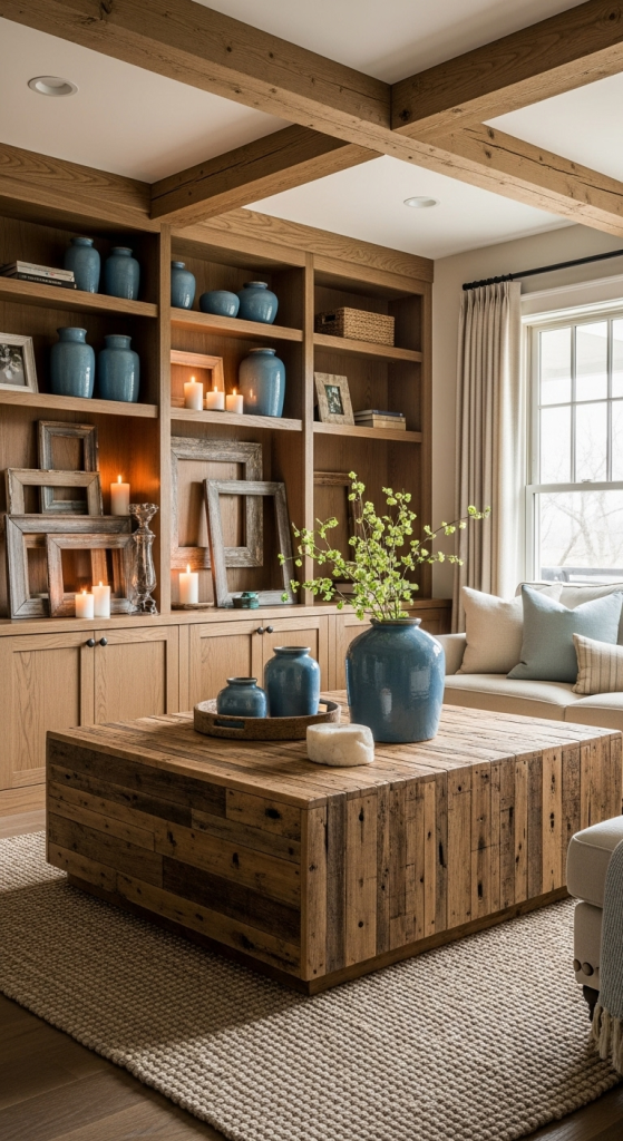 Rustic Wood Accents With Blue Décor
