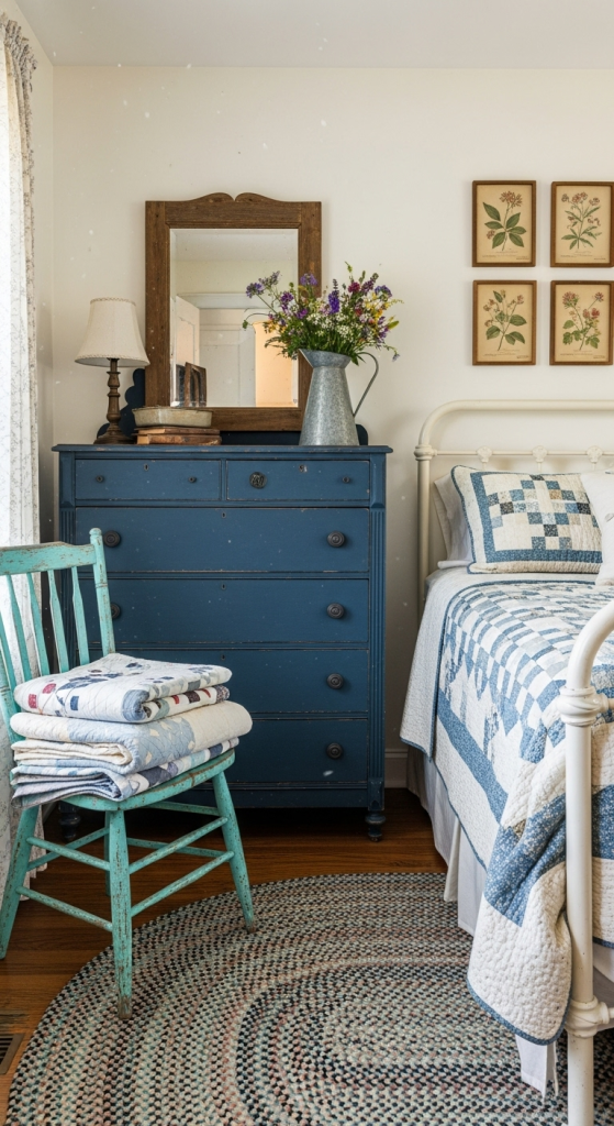 Vintage Farmhouse Furniture In Blue
