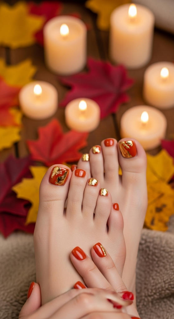 Burnt Orange And Gold Foil