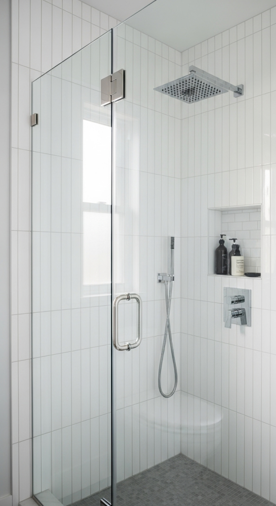 Glossy White Vertical Tiles