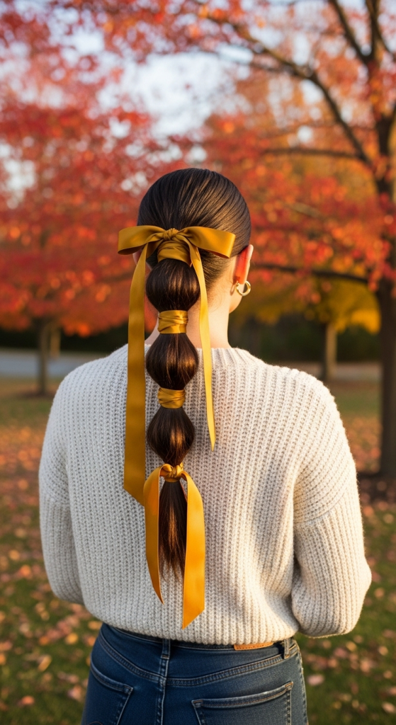 High Ponytail With Ribbon