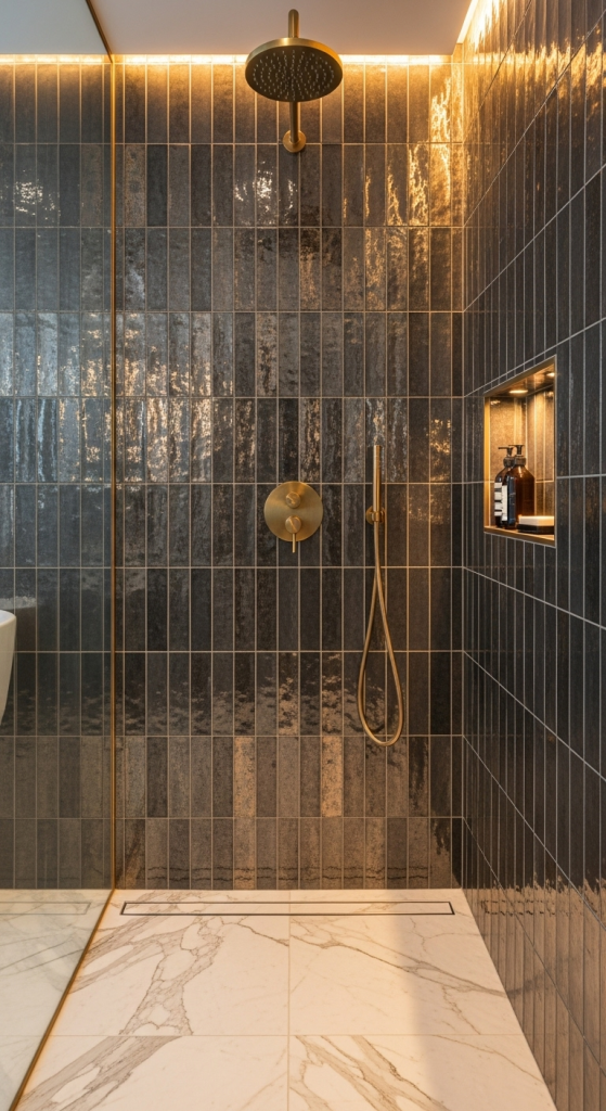 Vertical Tiles With Metallic Finishes