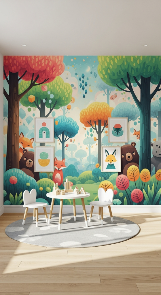 Add Playful Wall Murals or Removable Wallpaper