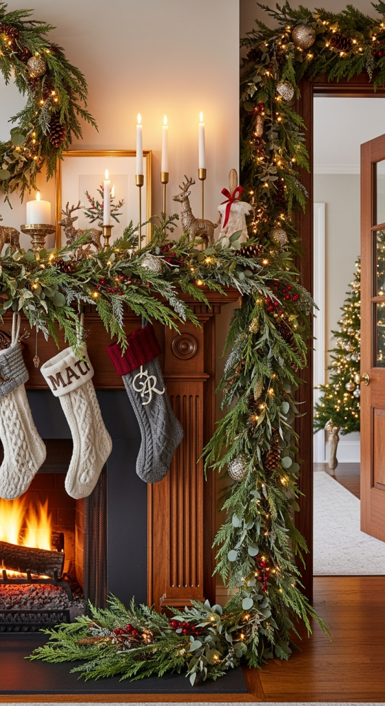 Add Seasonal Garland To Mantels And Door Frames