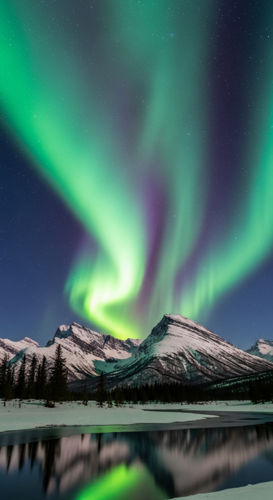 Aurora Borealis Over Snowy Landscapes