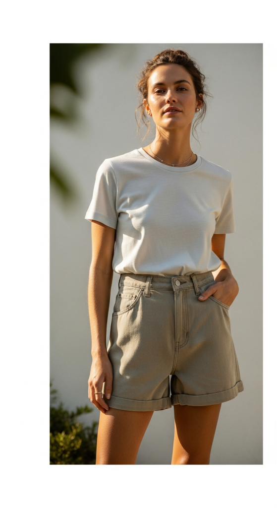 Basic Tee with High-Waisted Shorts