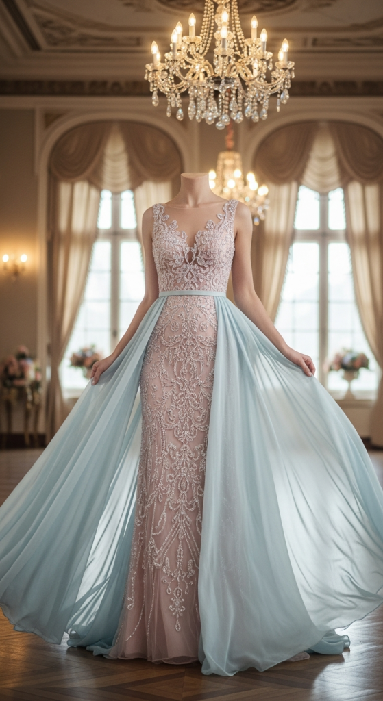 Beaded Bodice With Chiffon Skirt