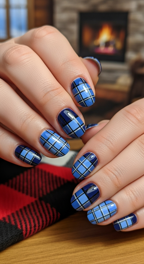 Blue Plaid Holiday Pattern