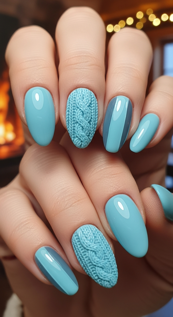Cable Knit Texture In Baby Blue