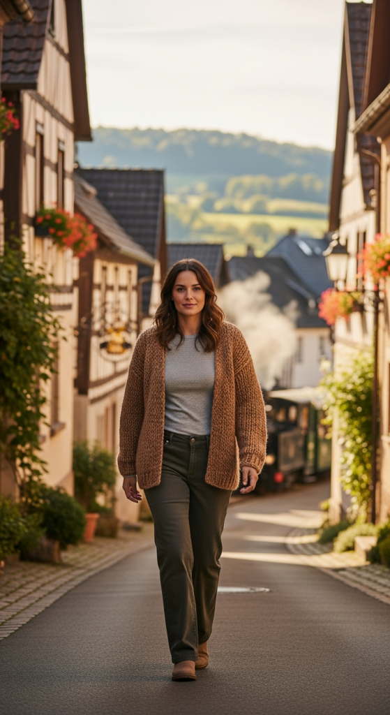 Cardigan & Straight-Leg Pants