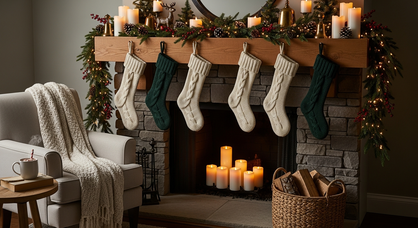 Christmas Fireplace Nook Styling Ideas