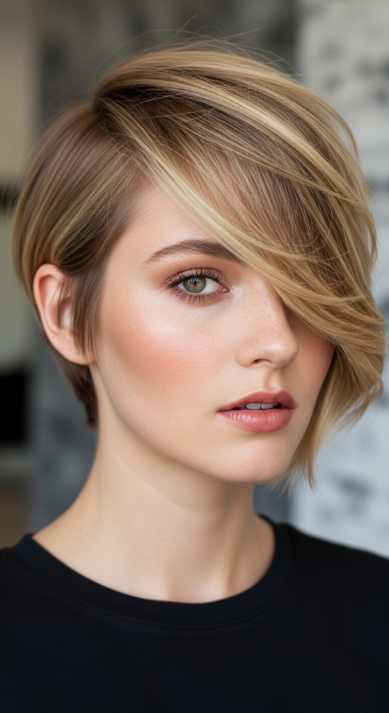 Classic Asymmetrical Pixie With Long Front Layers