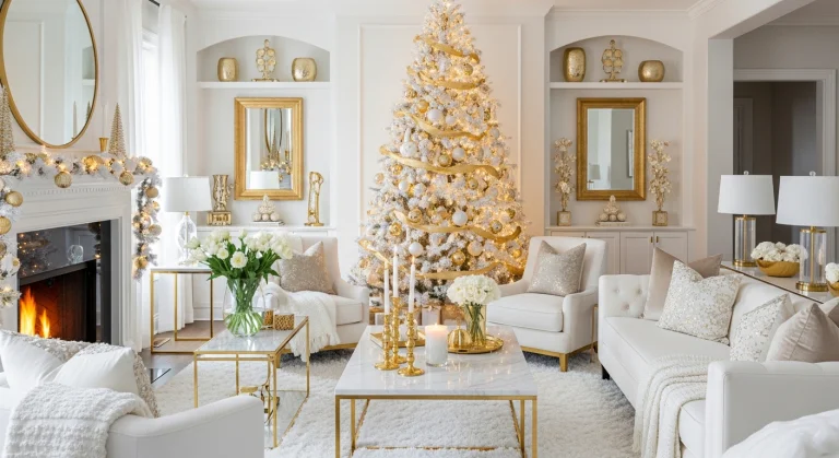 Classy White and Gold Christmas Decor Ideas
