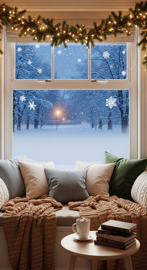 Cozy Window Reading Nook With Christmas Views