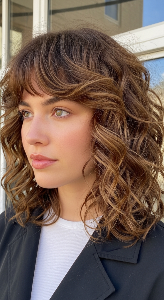 Curly Shag With Curtain Bangs