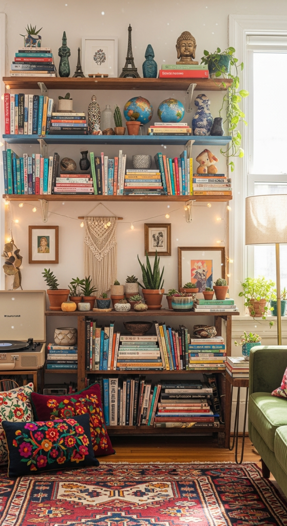 Eclectic Bookshelves And Curated Clutter