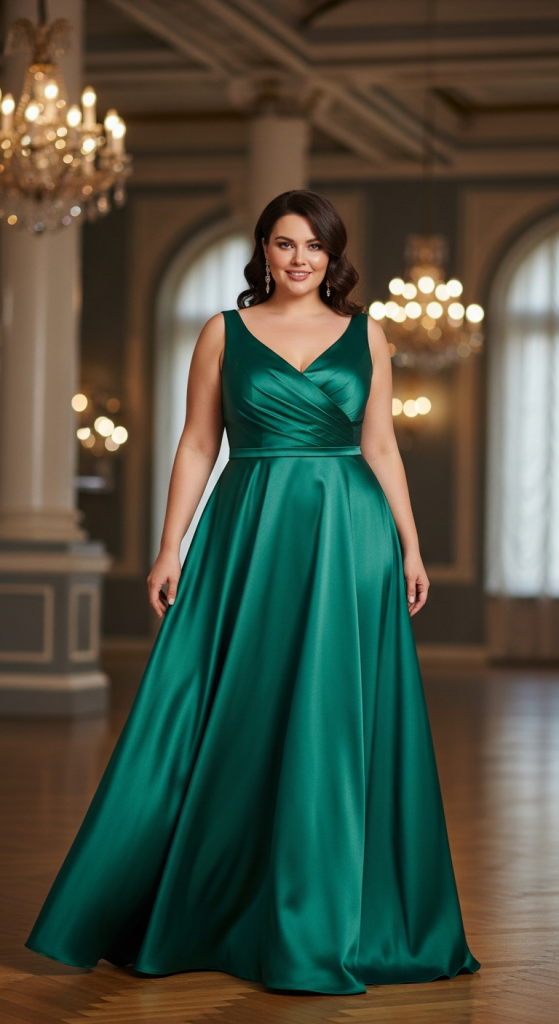 Emerald A-Line Silk Dress