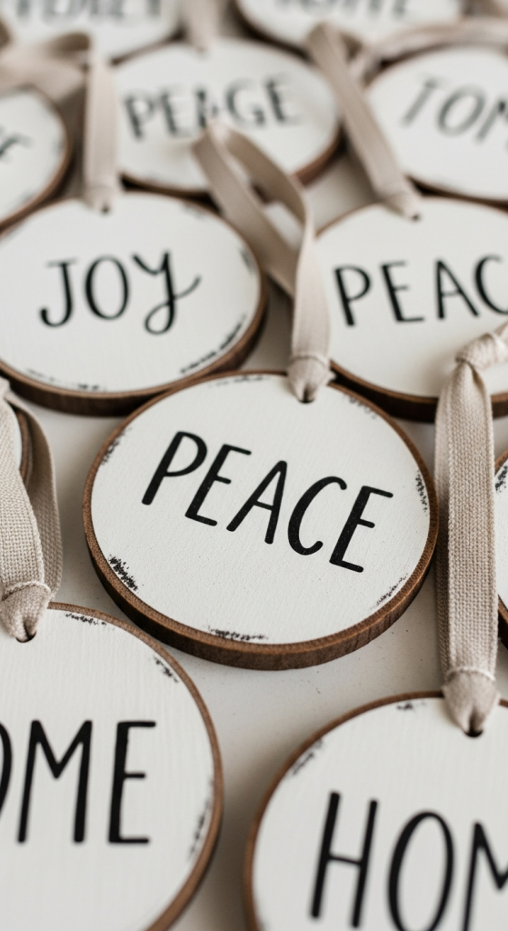 Farmhouse Script Word Ornaments