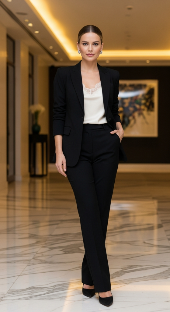 Formal Suit With Silk Camisole