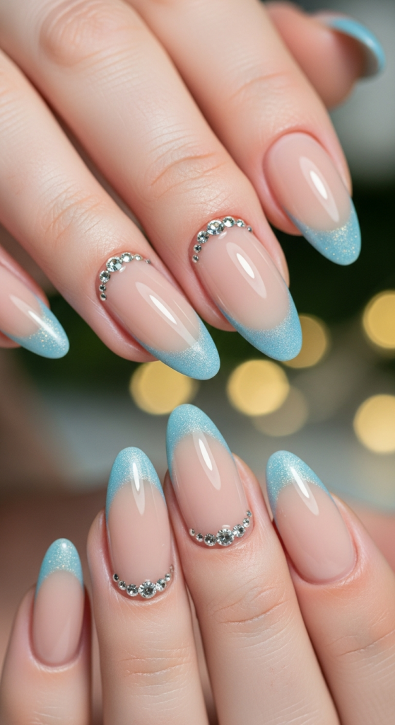 Frosted Tip With Rhinestones