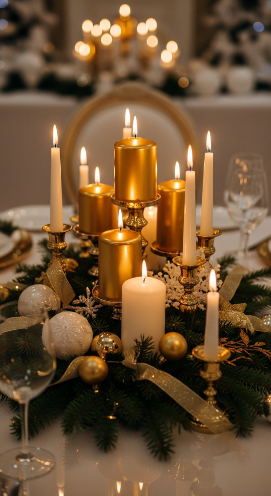 Gold Candles and Candle Holders