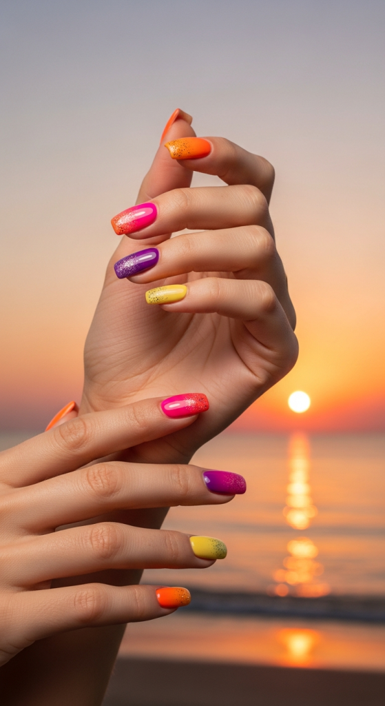 Gradient Sunset Nails