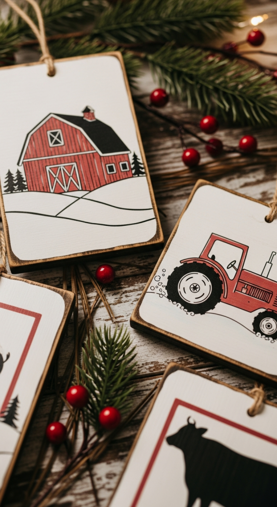 Hand-Painted Barnhouse & Farm Ornaments