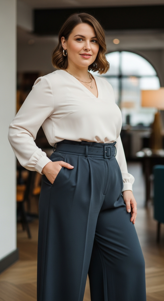 High-Waisted Wide-Leg Pants With A Structured Top