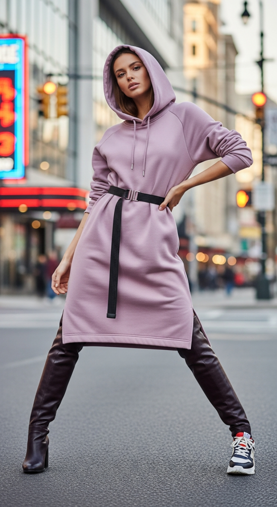 Hoodie Dress with Belt