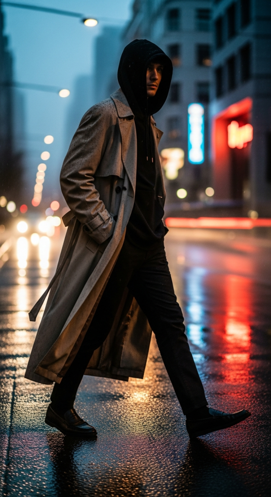 Hoodie Under a Trench Coat