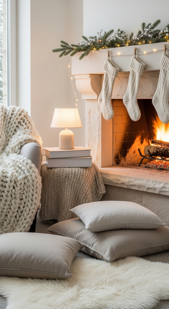 Hygge-Inspired Cozy Fireplace Corner
