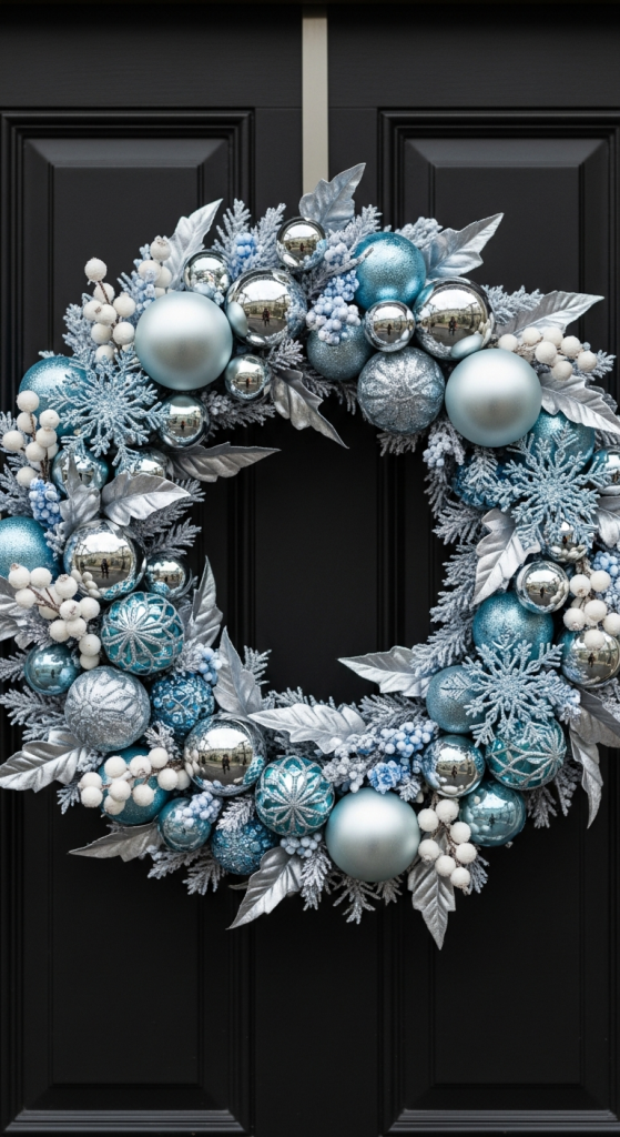 Icy Blue and Silver Wreath
