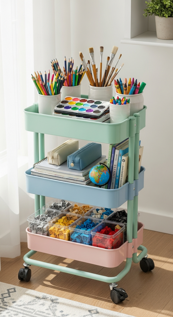 Incorporate Rolling Carts For Flexible Organization
