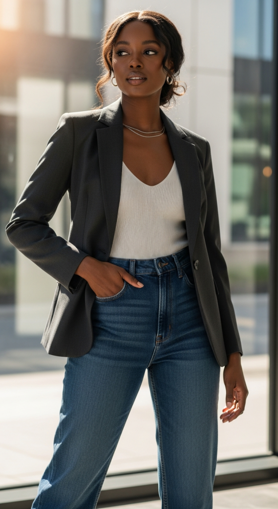 Jeans with a Structured Blazer
