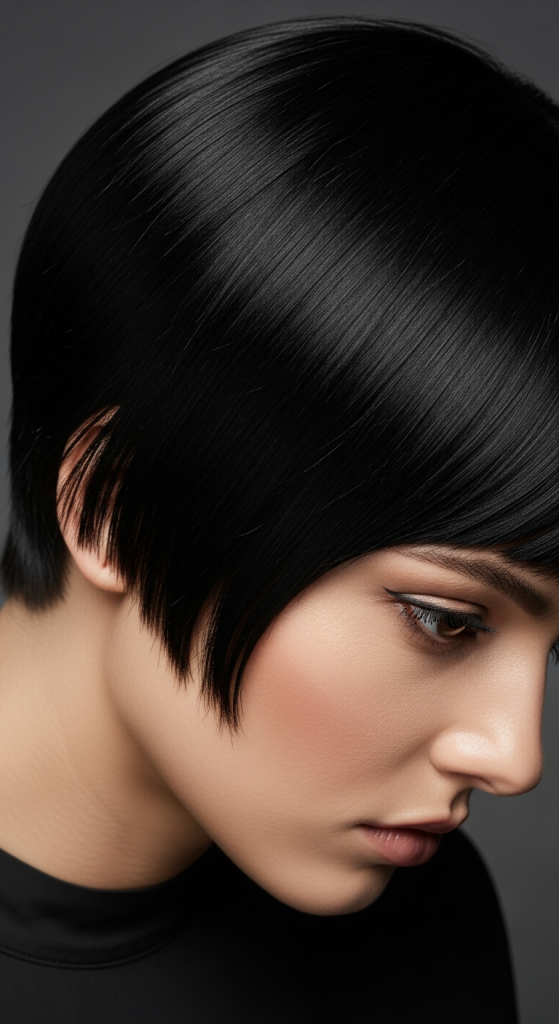 Jet-Black Sleek Pixie