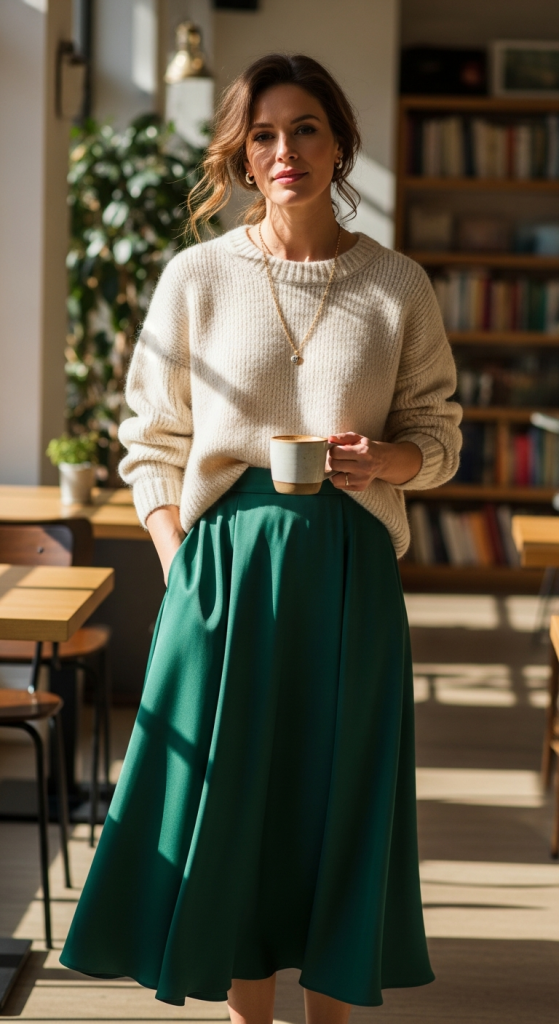 Knit Sweater with Midi Skirt